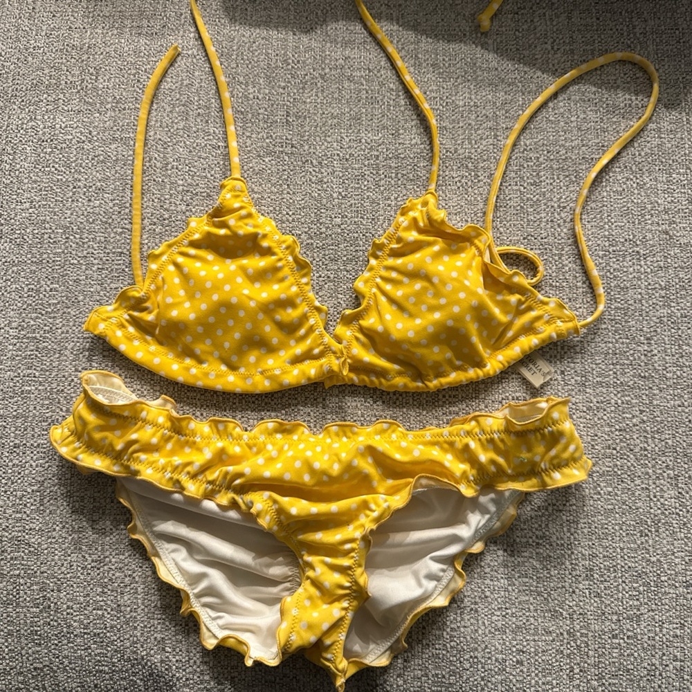 Victoria's Secret Yellow and White Polka Dot Bikini